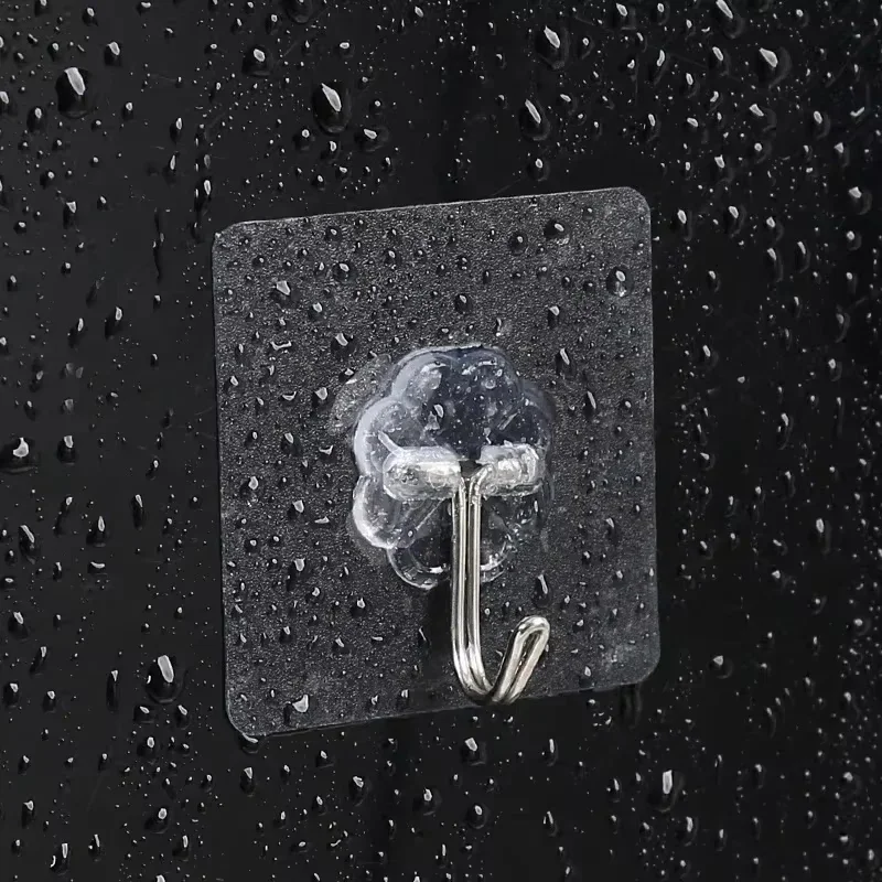 Adhesive Hooks Transparent Self-Adhesive Bathroom Towel Clothes Storage Sticker Key Hangers