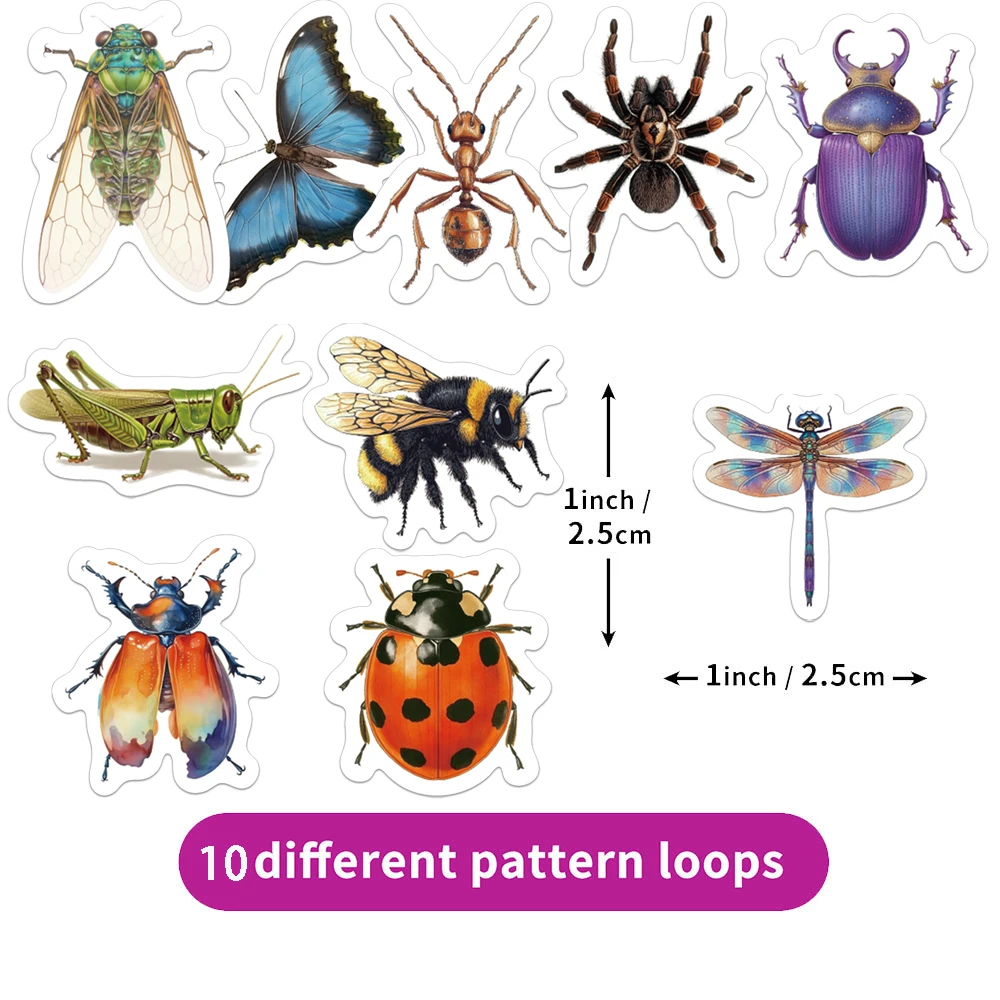 500PCS Creative Insect Roll Stickers Decorative Phone Cases, Notebook DIY Waterproof Stickers - 4