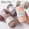 200g Mixed Color Pure Cotton Yarn,130m Round Stranded Hollow Cotton Wool,DIY Scarf Carpet Crochet Thread, High-end Knitting Yarn 1