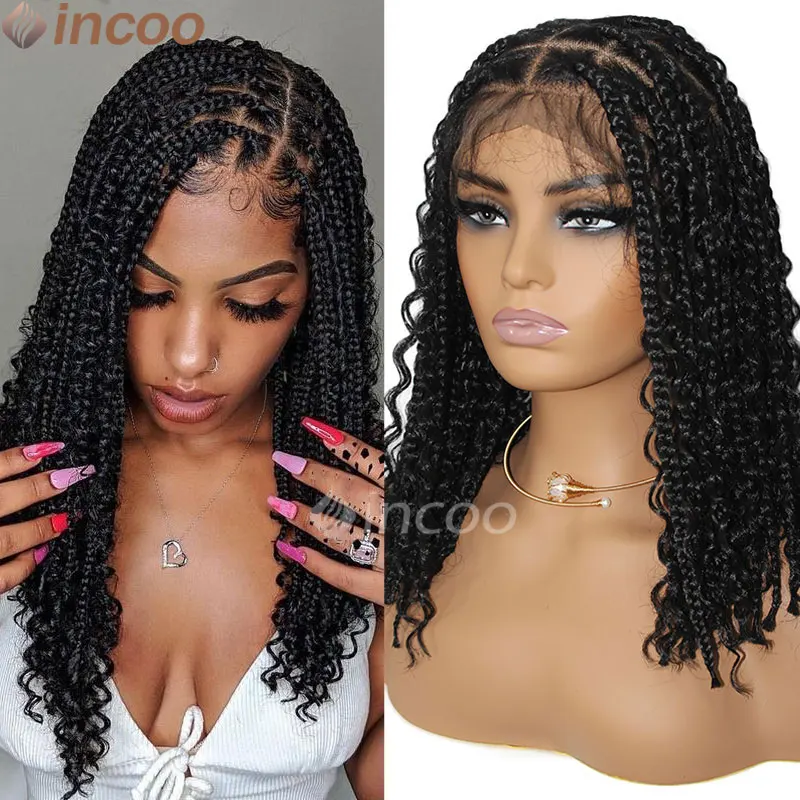 Synthetic Box Braided Wig Full Lace Front Wig Butterfly Locs Braided Wigs Dreadlock Wig 12" Short Knotless Wigs For Black Women 2