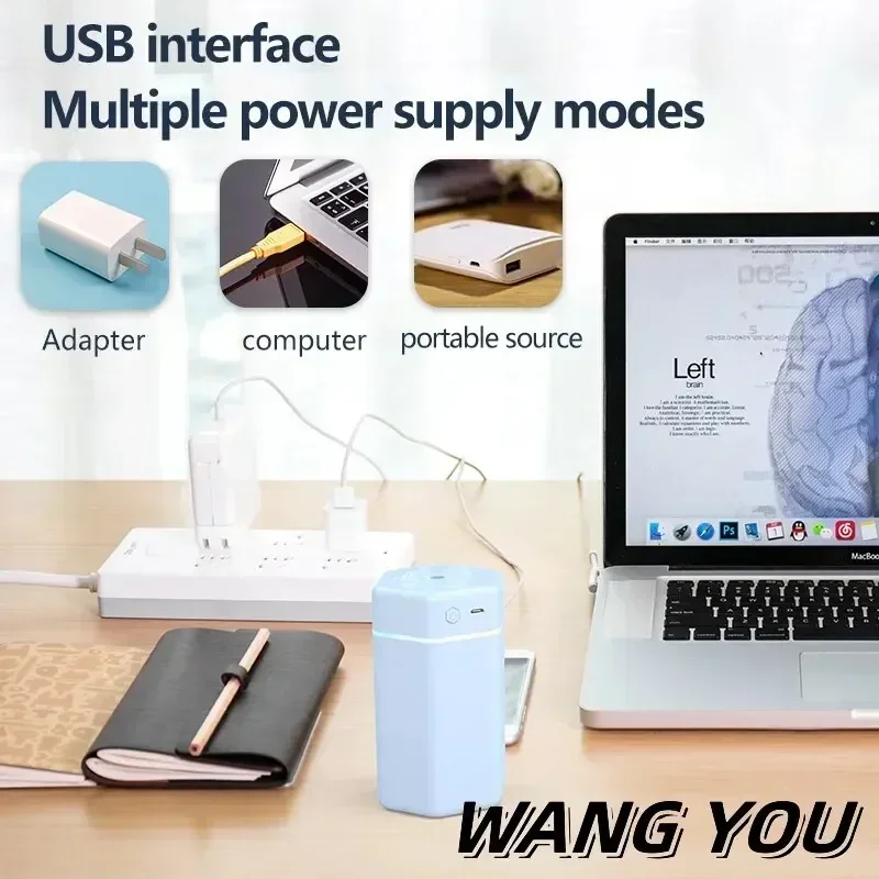 Compact USB-Powered Humidifier with LED Mood Lighting - Cool Mist Aroma Diffuser
