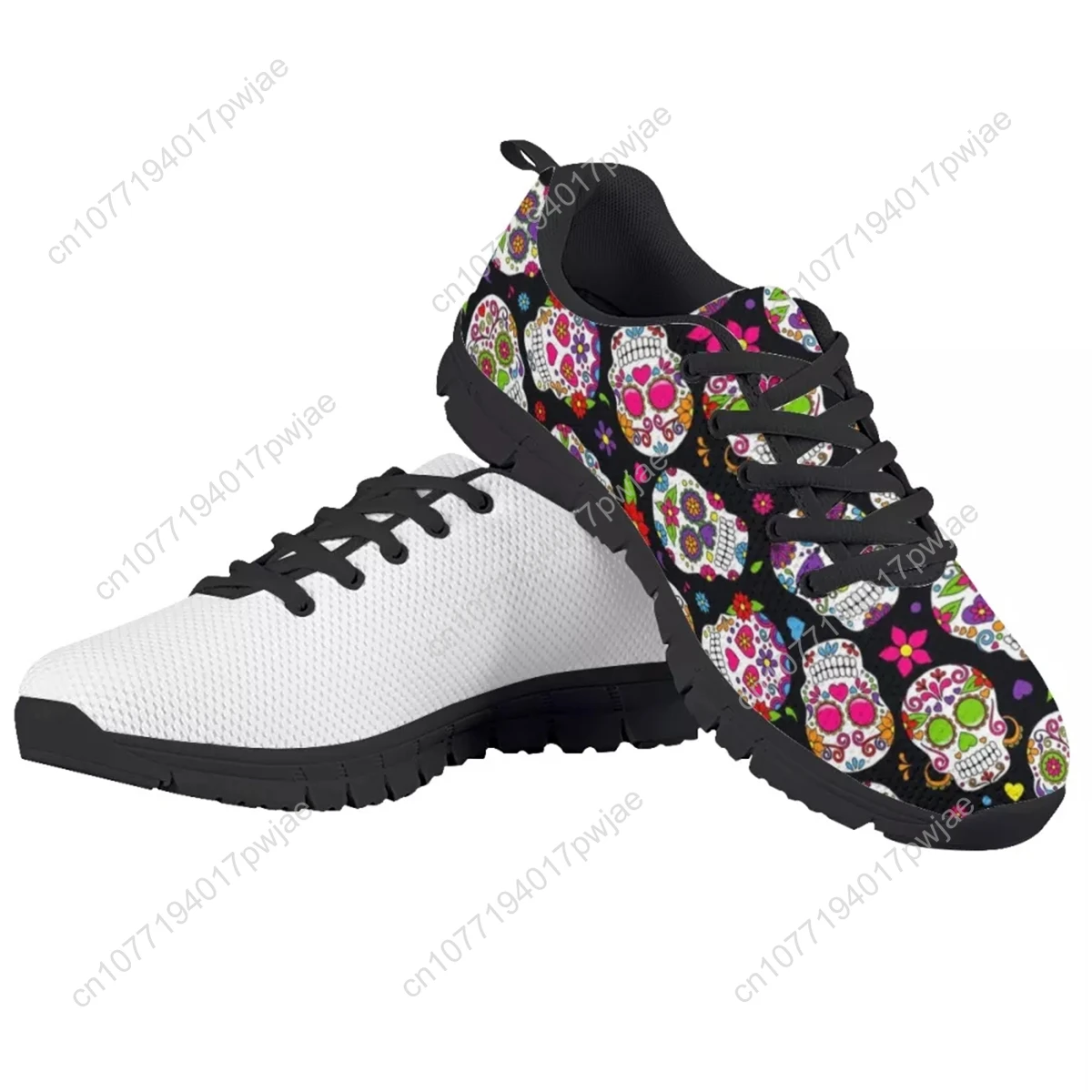 Autism Awareness Pattern Women Breathable Sneaker Shoes Comfortable Lacing Flat Shoes Summer AF Mesh Walking Shoe