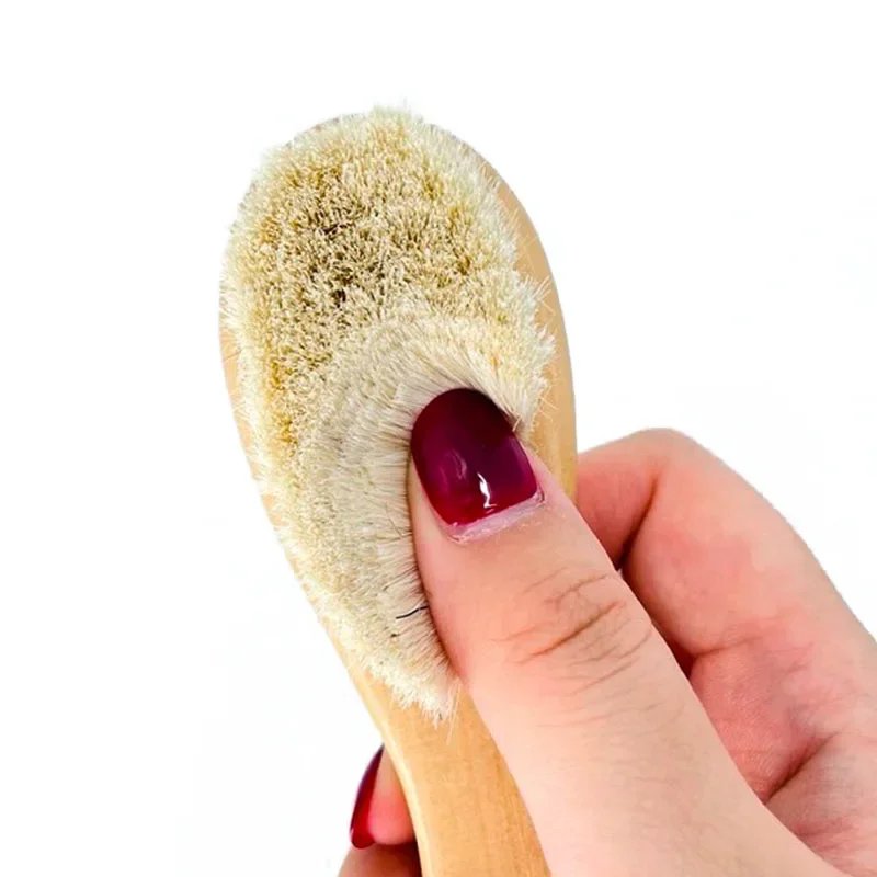 Nuova cura del bambino Spazzola in legno per bambini in pura lana naturale Spazzola per pettine Spazzola per capelli per bambini Spazzola per capelli per neonato Pettine per neonati Massaggiatore per la testa - immagine 4