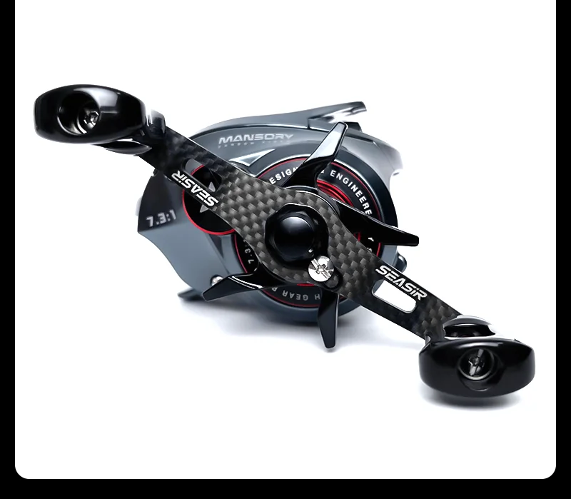 Seasir Mansory Baitcasting Angelrolle, 146 g, ultraleichtes Carbon, 11+1 7,3:1 HS-Verhältnis, Hybrid-Keramiklager, Doppelspulen, Meerwasser – Detail 14