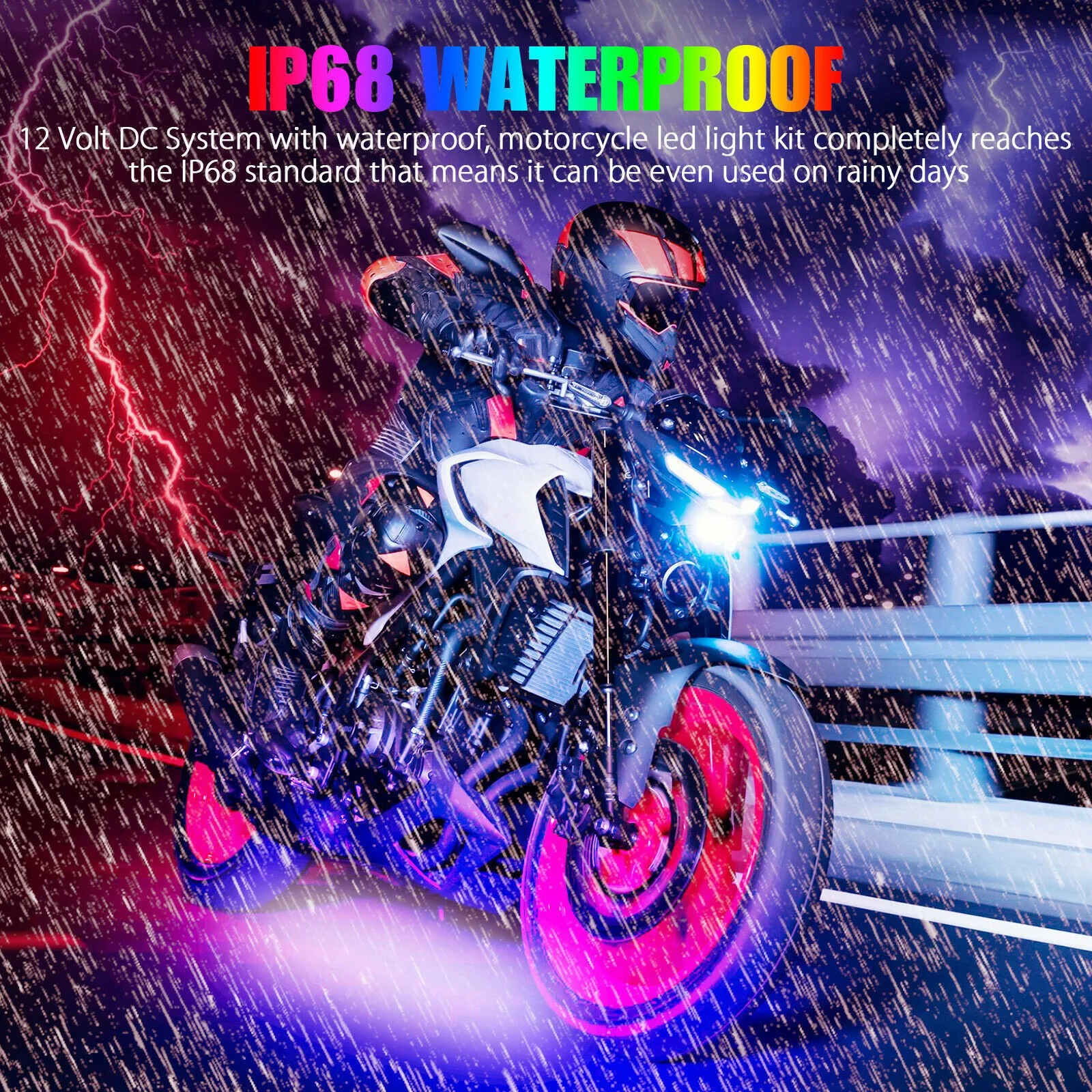 Waterproof RGB LED Motorcycle Atmosphere Light Kit