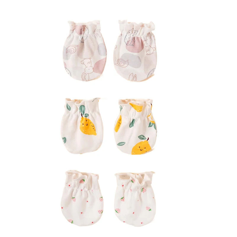 3 Pairs/Set Baby Mittens Cotton Soft Mitten Newborn Anti-eat Hand Anti-Grab Face Protect Glove 0-6M