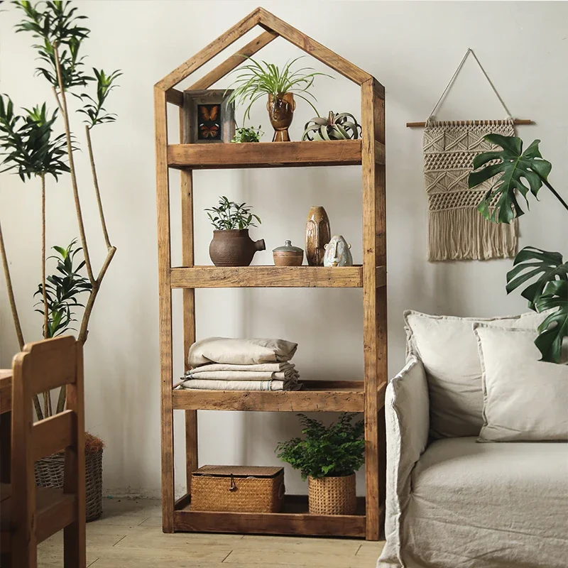 Left bank wheat field wooden house-shaped wooden four-storey shelves
