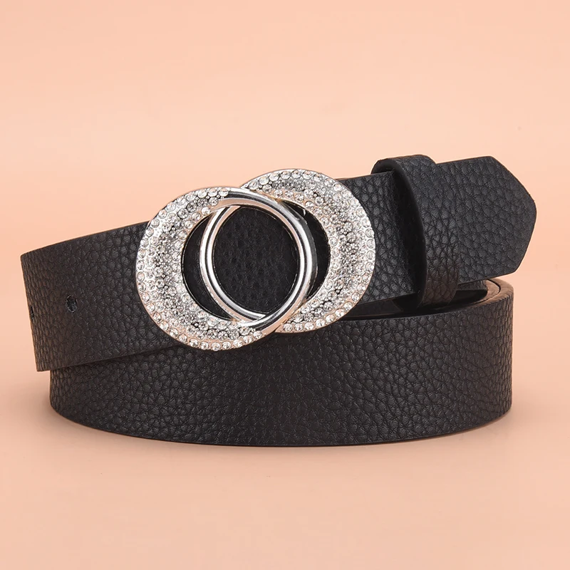 Rhinestone Women's Double Buckle Belt 35116 Rhinestone Belt