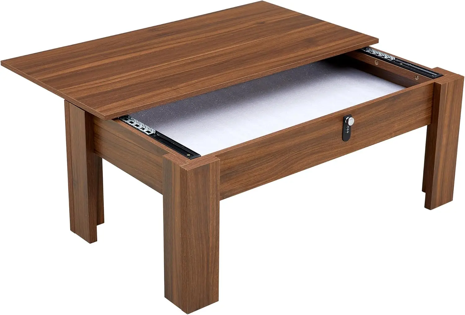 Coffee Table with Hidden Storage,39" Mid Century Modern Coffee Table with Silent Slide and Lock,Wood Rectangle Center Cafe Table 3
