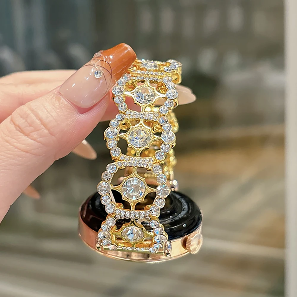 Luxury Bling Diamonds Elastic Metal Bracelet Strap