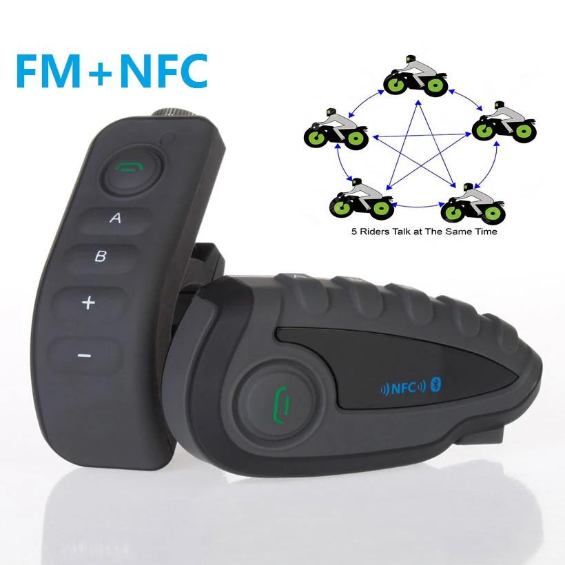 Intercomunicador VNETPHONE V8 para motocicleta, resistente al agua, 5 vías, conversación en grupo, Bluetooth, casco, auriculares, FM + Radio NFC, 1200M, intercomunicador para motocicleta intercomunicador moto|Cascos AliExpress