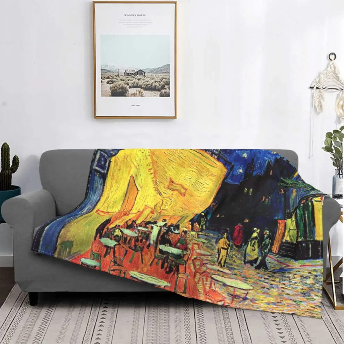 CAFE TERRACE AT NIGHT Van Gogh Flannel Throw Blankets Original Painting
