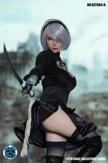 SUPER DUCK SET064 1/6 Scale NieR 2B Girl Head Sculpt Clothes Set 