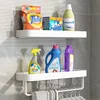 Aluminum Bathroom Storage Shelf Wall Mounted Shower Storage Rack White Organizer Corner Shelves Toilet Shampoo Cosmetics Holder 3
