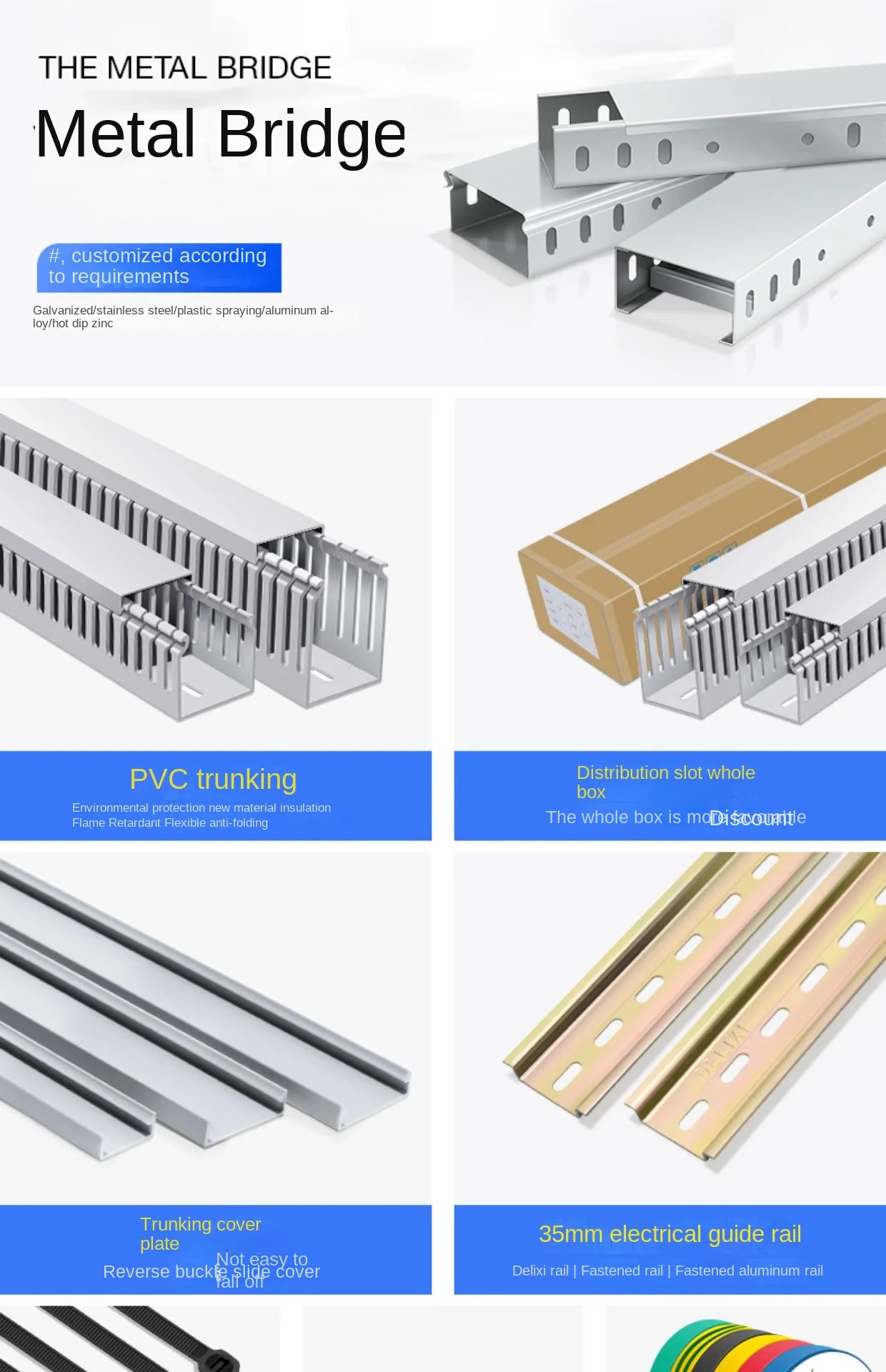 Description Picture 2 of itemSlotted Rigid PVC Cable Trunk Wiring Ducting 4m Electrical Trunking W*H 50*30mm Hot Sale