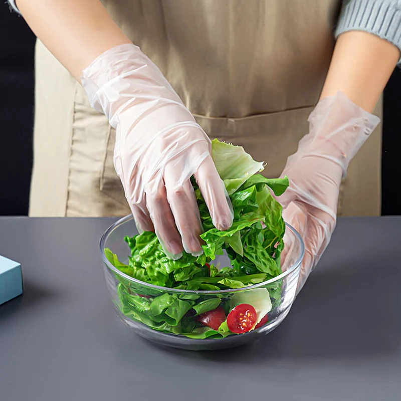 TPE Transparent Disposable 100pcs/box Latex Free Gloves Gloves Non-Slip Acid Work Safety Food Grade Household Cleaning