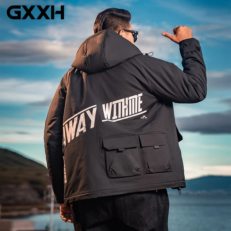 GXXH abrigo de invierno con capucha para hombre, gruesa diseño de bolsillo, de talla grande XXL 7XL, 2021|Parkas| - AliExpress