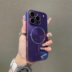 Luxury Glitter Aurora Glossy Phone Case with Full Lens Protection - iPhone 15 Plus (Dark Purple)