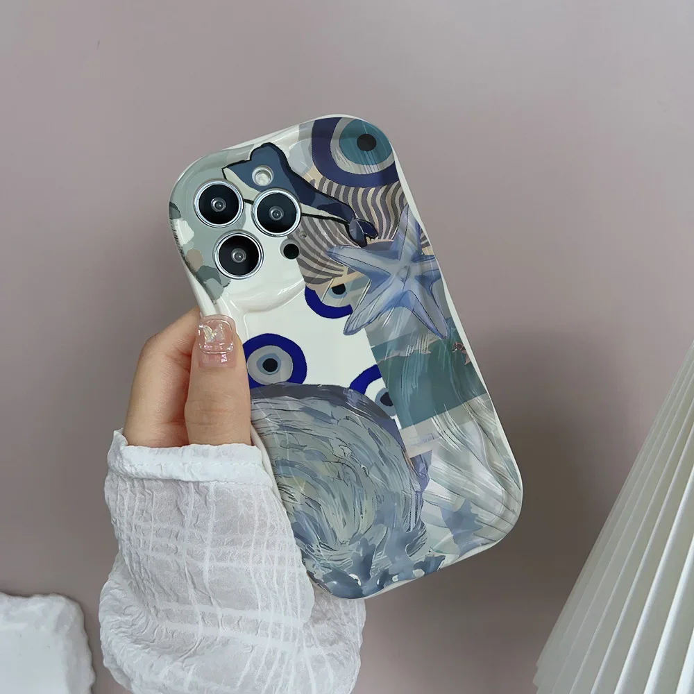 Cute Seashell Ocean Life Theme Wavy Edge Phone Case