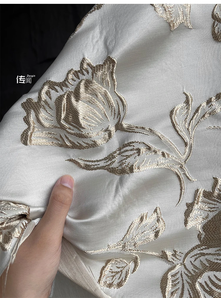Magnolia Embossed Gold Jacquard Fabric Pressed Pleat Silhouette Women's  Shoes Clothing Designer Fabrics - AliExpress
