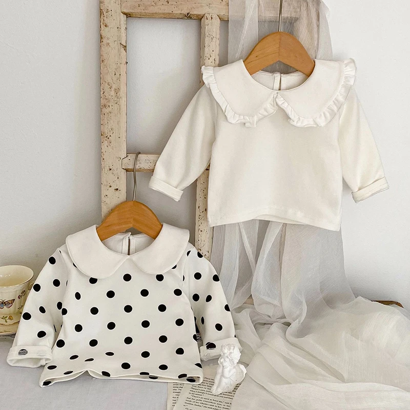 Autumn Toddler Baby Girl Long Sleeved Cotton Dot Printing T-shirt Children Clothing Newborn Baby Girls Pullover Tops