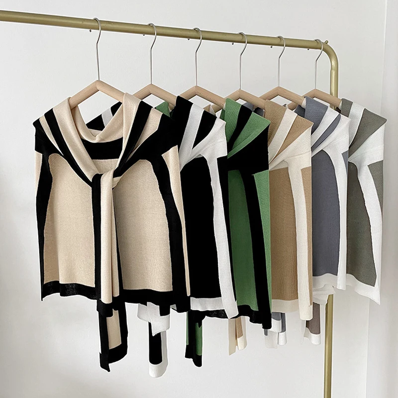 

MoriBty Women Autumn Knitted Scarves Luxury Assorted Color Knitting Shawl Wraps Fashion T-Shirt Shoulder Shrugs Pashmina Sjaals