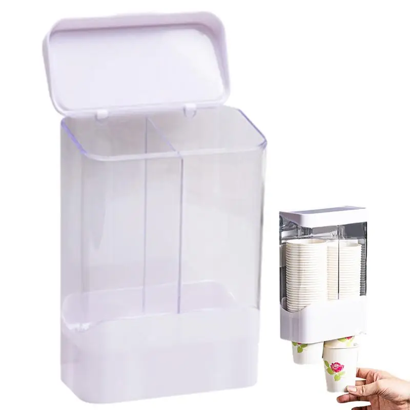 

Double Barrel Wall Mounted Cup Dispenser Self Adhesive Mounted Mouthwash Cup Dispenser Cup Holder for Bathroom Office Gym
