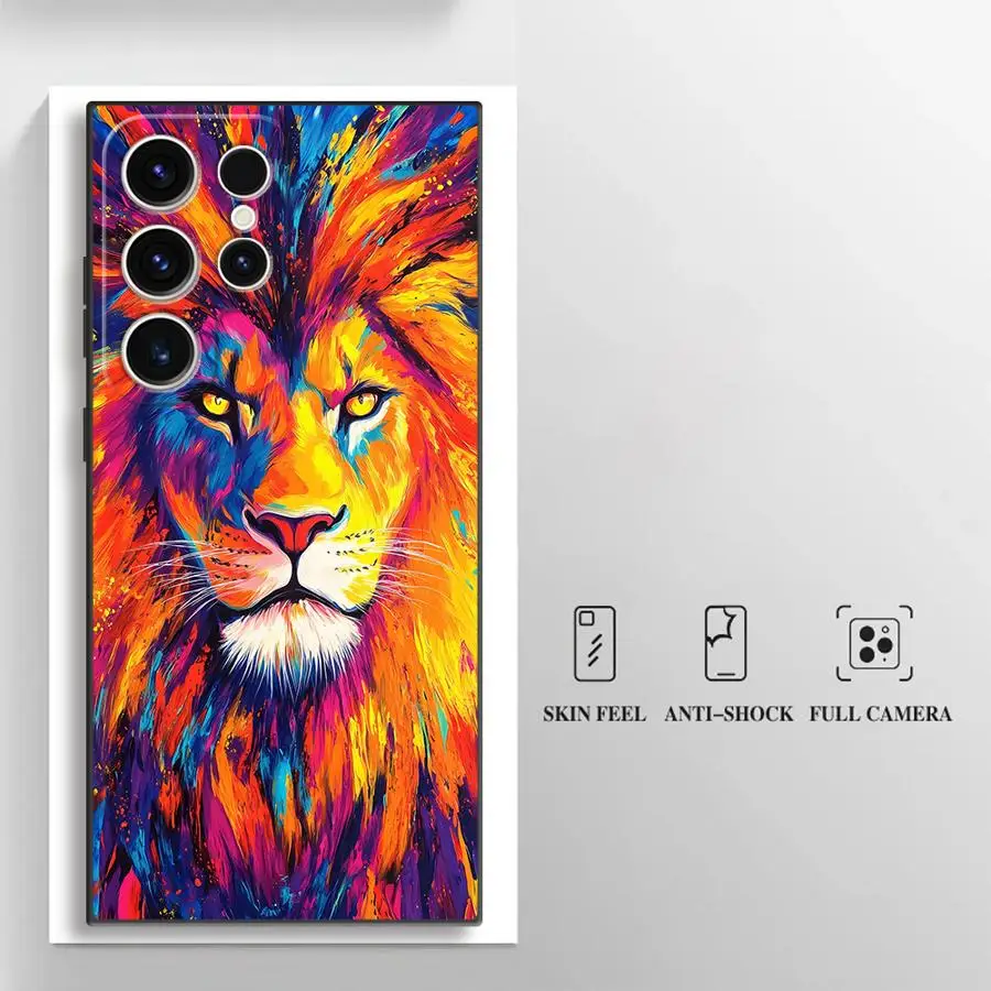 Black Soft Shell Case with Colorful Anime Lion Design