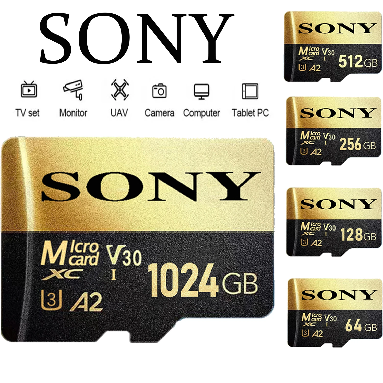 NEW-SONY-Micro-SD-High-Speed-Memory-Card-Class-1TB-512MB-256GB-128GB ...
