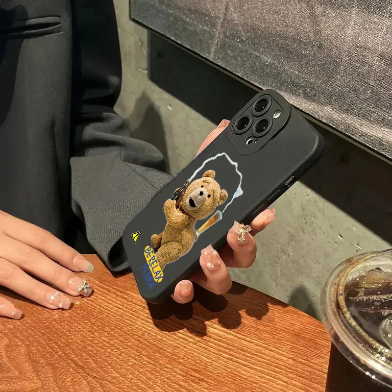 Charming Teddy Bear Couple Cartoon Soft Silicone Phone Case