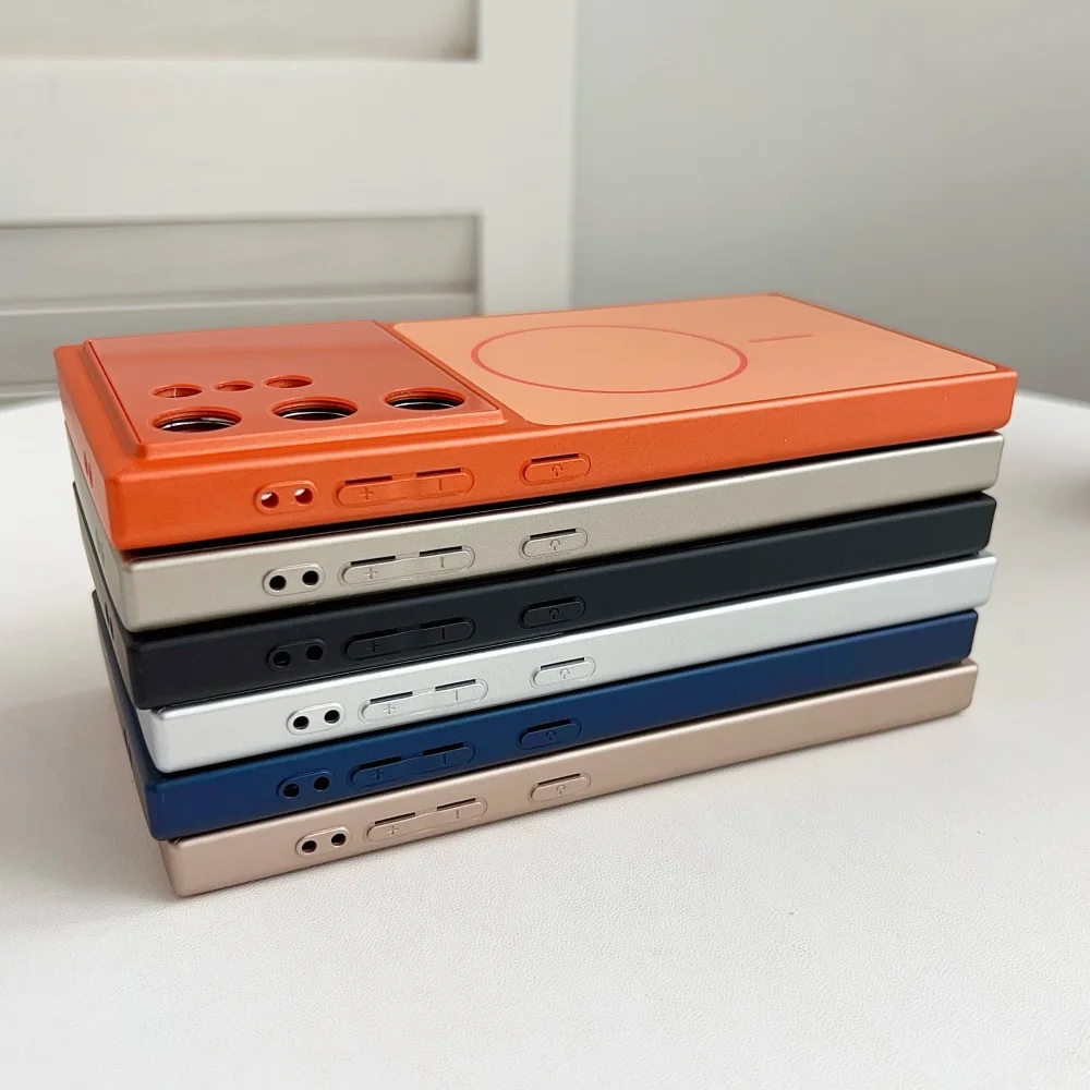 Metallic Paint Magnetic Case with Large Window Camera Protection and Wireless Charging Compatibility