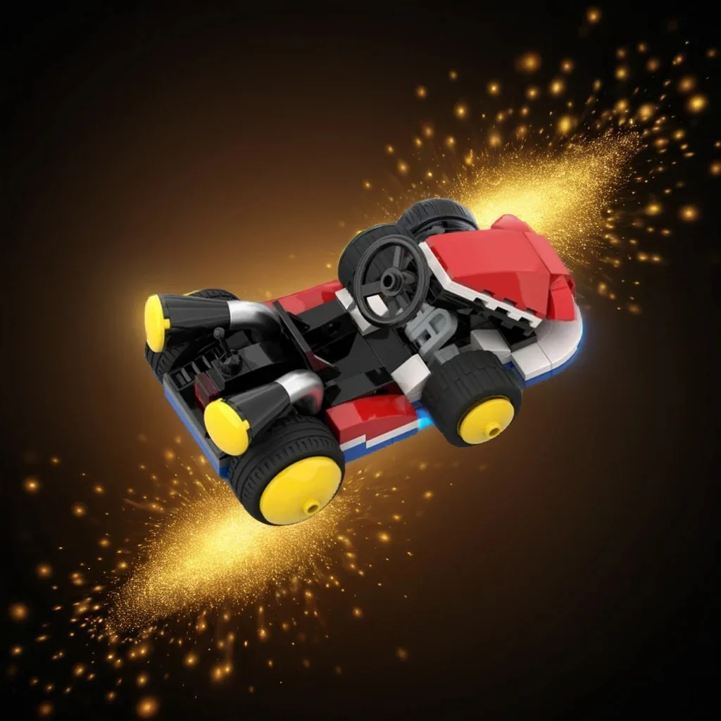 114 шт. MOC Marioes Kart: Mario's Karted Cartoon Racing Car Дизайн DIY Модель Строительные Блоки Игрушки На День Рождения Подарок