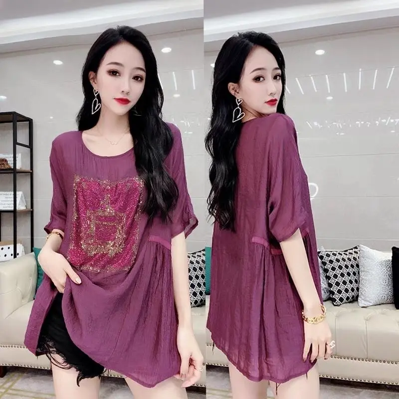 

Винтажные свободные футболки с принтом, Летние Новые однотонные простые тонкие повседневные футболки с коротким рукавом, модная трендовая женская одежда