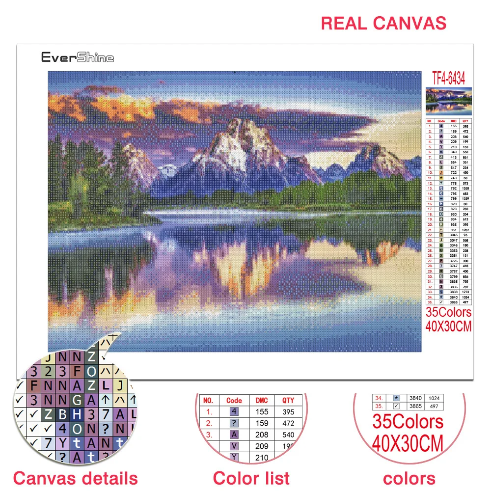Diamond painting EverShine Mountain Diamond Painting Picture Rhinestone Full Square Lake Cross Stitch Nature Embroidery Landscape Mosaic Wall Art