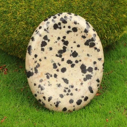 Jade Chakra Healing Palm Stone - Natural Crystal Quartz Worry Stone for Home Decor and Wellness (Dalmatian)