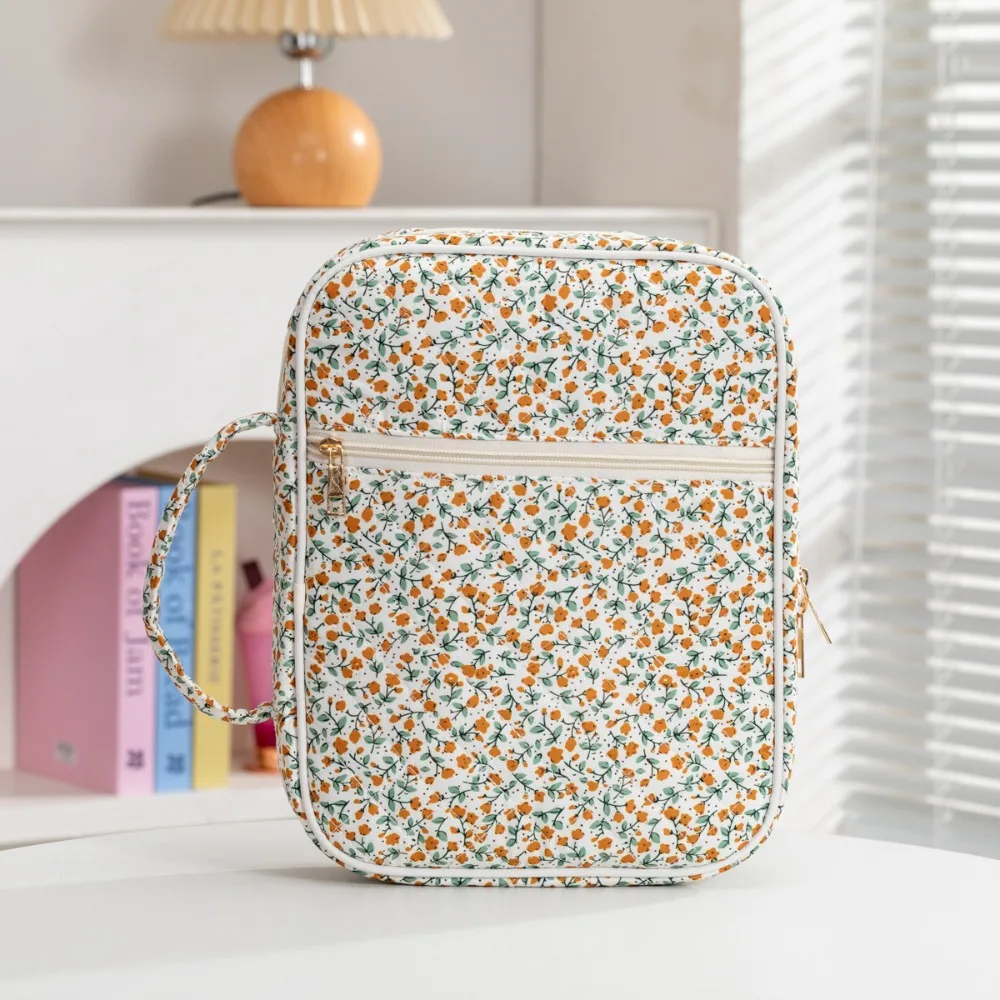 Quilted Portable Book Sleeve with Zipper Dustproof Carrying Case
