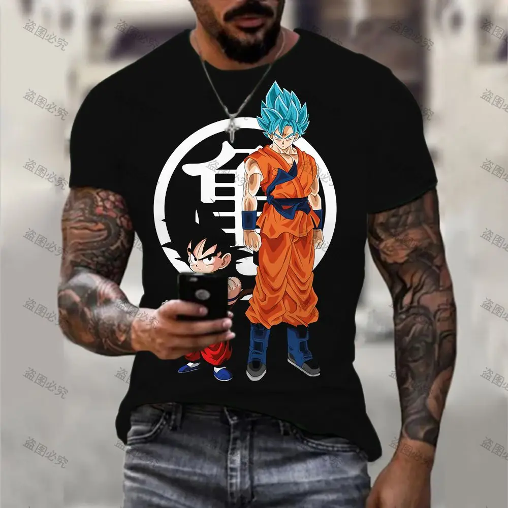 Novo desenho animado Goku Dragon Ball 3d Impressão Digital T-shirt Elástica  de Manga Curta para Meninos e Meninas