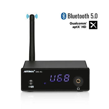 AIYIMA 미니 헤드폰 앰프, ES9018Q2M 블루투스 5.0 디코더, 동축 광학 USB DAC APTX-HD, 리눅스 리모컨 DAC-A1