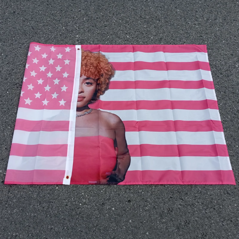 Aerlxemrbrae Artistic Pink American Flag Tapestry with Brass Grommets, 3x5 ft