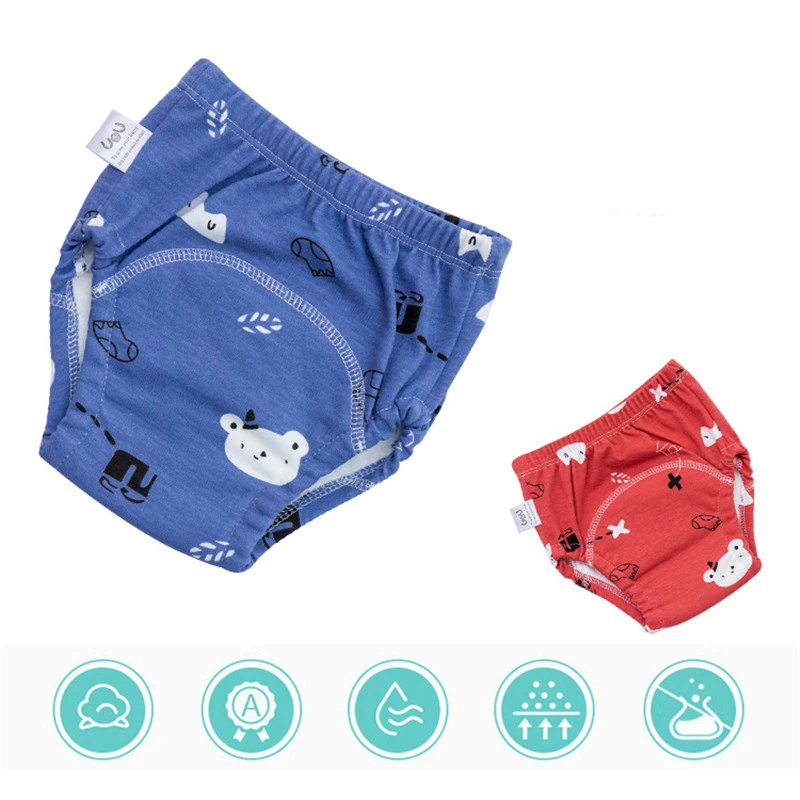 Newborn Cartoon Baby Cotton Training Cloth Diaper Underwear Pant Reusable Washable Infant Nappies Child Learning Panties 6 Layer cloth diapers