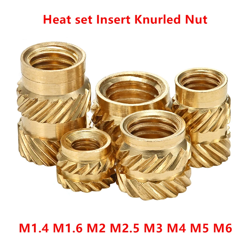 

M2 M2.5 M3 M4 M5 M6 Brass Hot Melt Insert Knurled Nut Thread Heat Molding Double Twill Injection Embedment Nut For 3D Printer