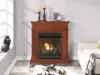 Dual Fuel Ventless Gas Fireplace System with Mantle, Remote Control, 6 Fire Logs, Use with Natural Gas or Liquid Propane 6