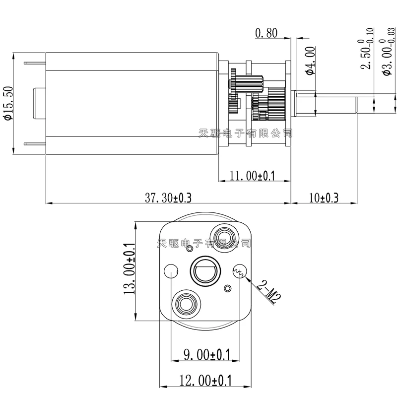 GA13-050 DC 12V Getriebemotor - 300 U/min Schneckengetriebe Metall