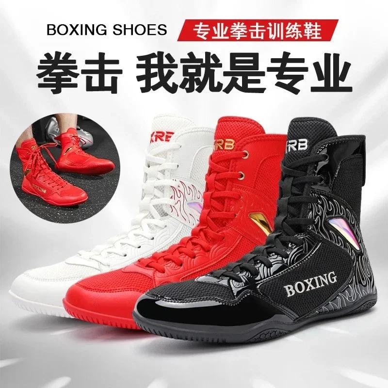 Durable High-Top Boxing & Fighting Shoes for MMA Kickboxing Muay Thai-Ideal for Indoor Training & Professional Matches