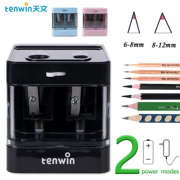 Tenwin Automatic Electric Pencil Sharpener  mini Usb Dual power Sharpener supply School Students Stationery for 6-12mm pencil