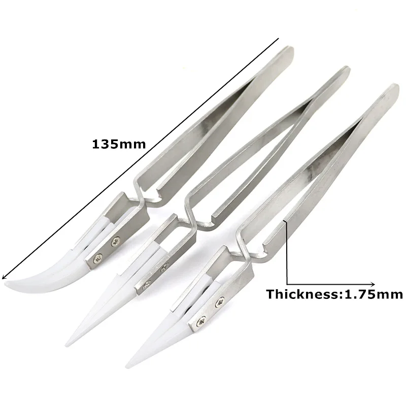 thumbnail image 2 of NEW 1PC Ceramic Straight Tip Electronic Soldering Tweezers, Anti-Static Reverse Acid Resistant Precision Chuck Ceramic Tweezers 2 of 12