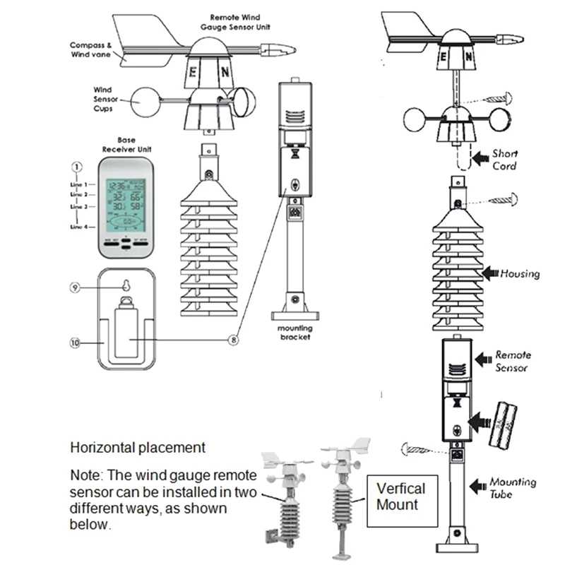 Professional Weather Station Out Wind Speed Direction Sensor Digital Wind Temperature Humidity Meter For Home,weather station