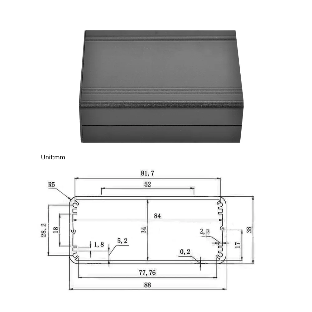 Aluminum Alloy Project Box Sandblast Oxidized Black Enclosure Electronic Case 3d printer enclosure patch panel enclosure