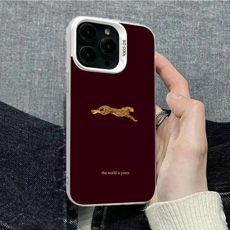 รูปสินค้า เคส iPhone ลายเสือดาวสีแดงไวน์ ป้องกันกระแทก