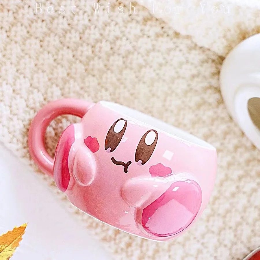 Cartoon Kirby Cup Karbi Mug Water Anime Cute Pink Chef Figure Kawaii Mug  Coffee Glass Cup Milk Water Cups Girl Birthday Gifts